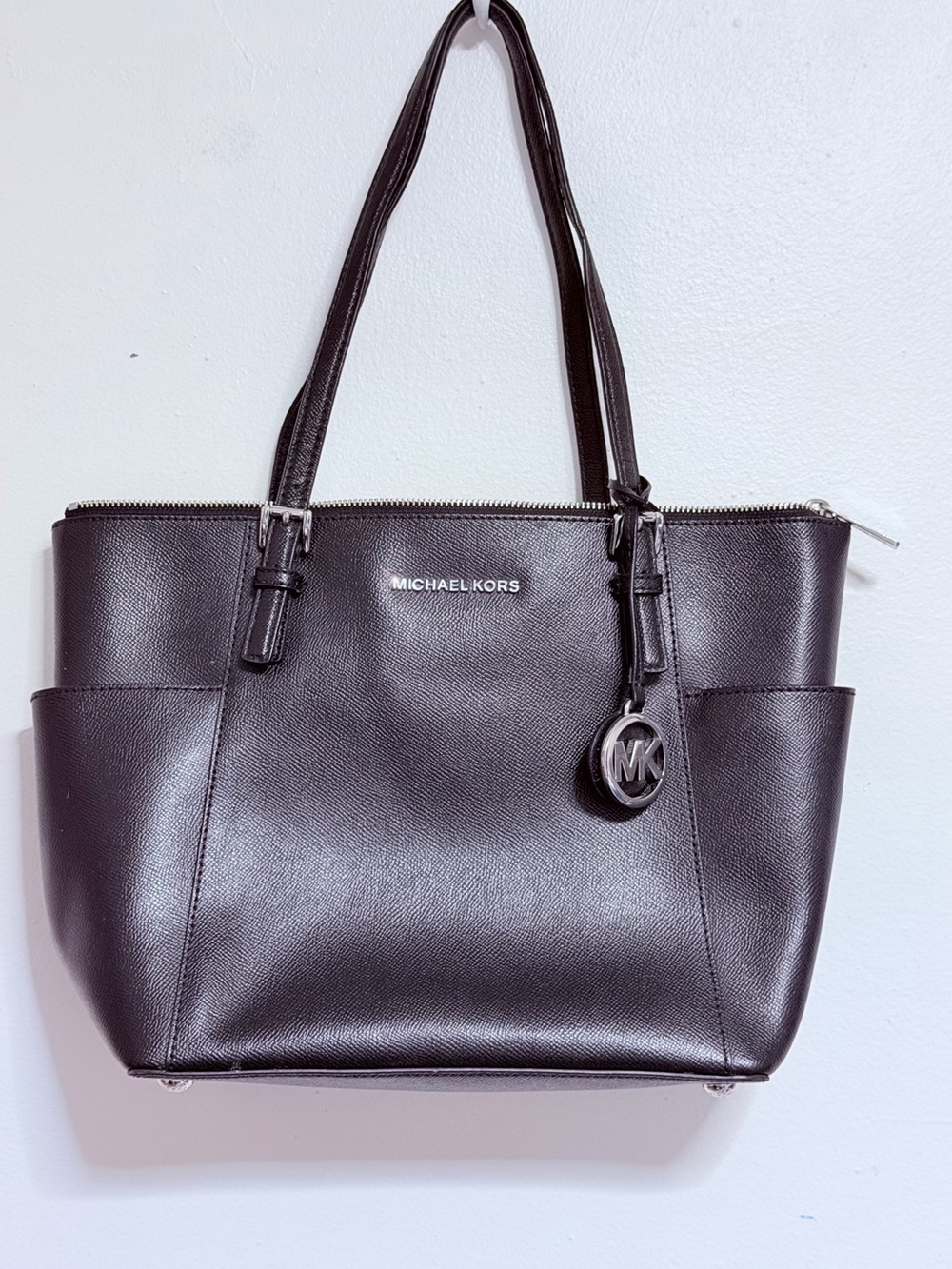 Michael Kors Black Leather Shoulder Tote Bag
